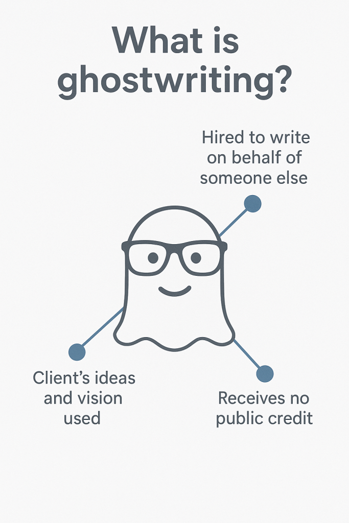Infographic showing the complete what is ghostwriting process, highlighting each step for clarity and understanding.