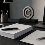 Contract and manuscript on a desk illustrating copyright ownership in ghostwritten work.