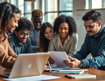 SEO Content Excellence in Collaborative Strategy Two professionals reviewing documents and working together—highlighting SEO content excellence in content strategy